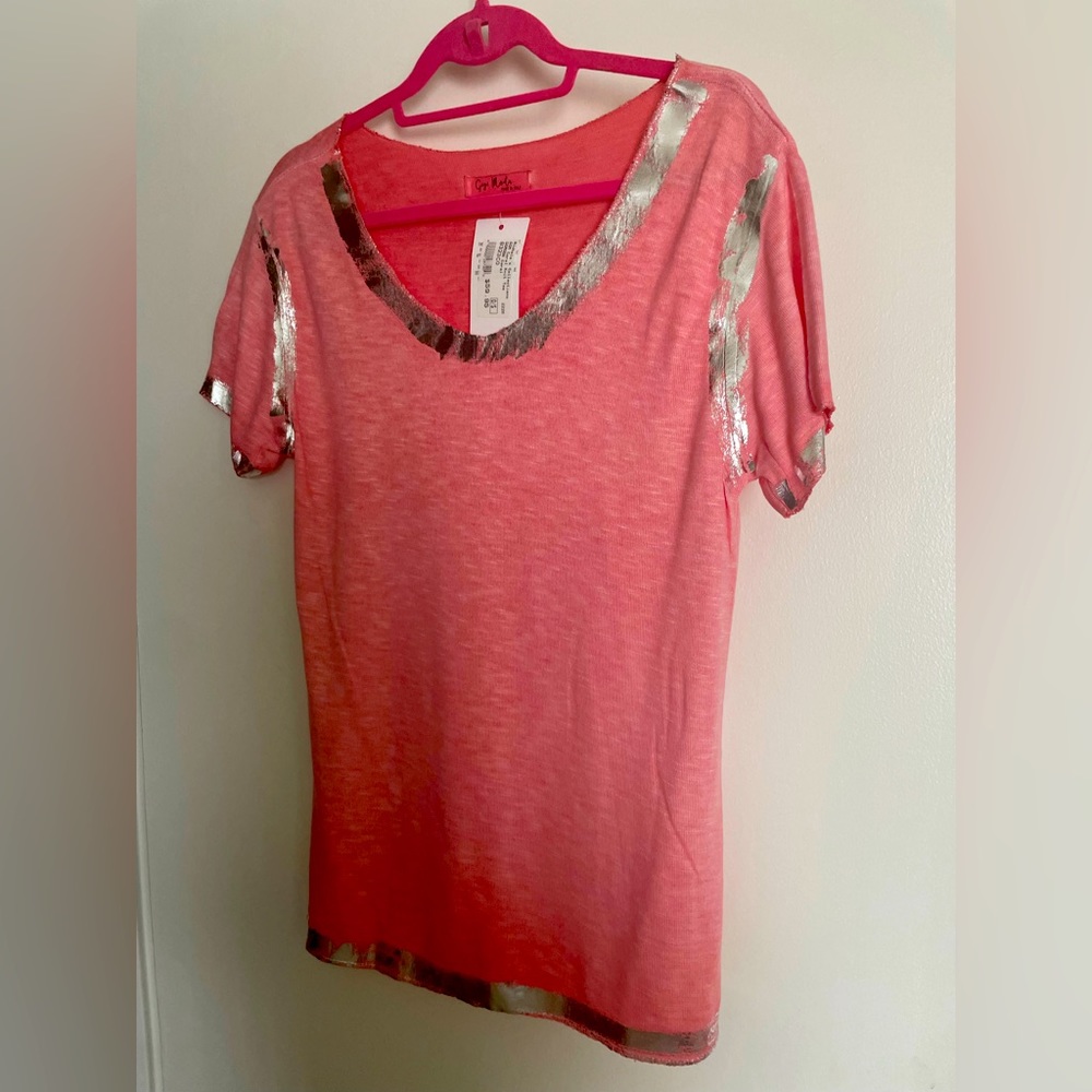Gigi moda silver embellished pink tunic